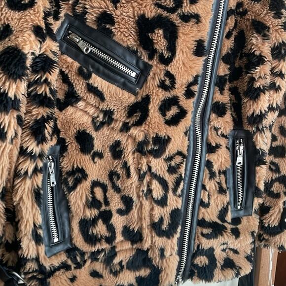 Avec Les Filles Teddy Faux Fur Biker Jacket - Picture 11 of 16